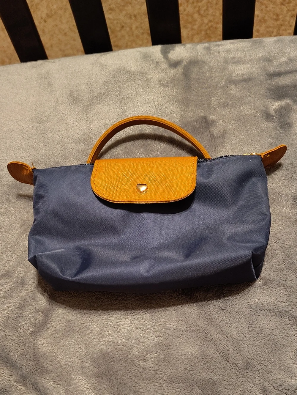 Women's Navy and Mustard Top-Handle Bag